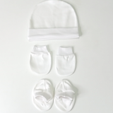 Cap, Booties and Mittens - Combo Pack - White